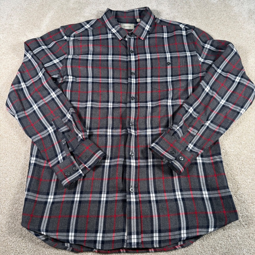 7Diamonds Juniper Shirt Mens Small Grey Red Plaid Flannel SMKF-1276 Lightweight